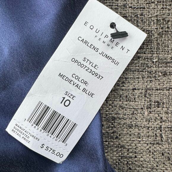 Equipment Femme Jumpsuit Carlens in Medieval Blue 100% Silk Size 10 - Picture 9 of 10